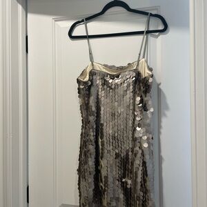 Silver Sequin Mini Dress